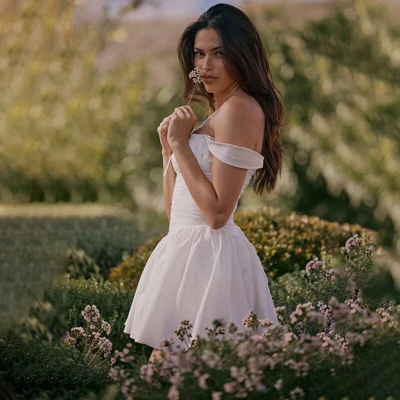 Dongdumaoyi Townlike Pleated Waist Wrap A Line Dress Women Spaghetti Strap Mini Spring Summer Backless Sexy Party Dresses