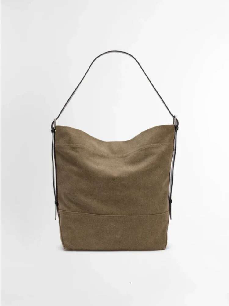 2025 New Canvas Tote Cowhide Adjustable Strap One Shoulder Underarm Casual Brand Women's Bag