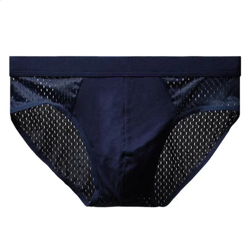 Mens ice silk underwear breathable bamboo carbon fiber antibacterial and comfortable hollow cold y250417