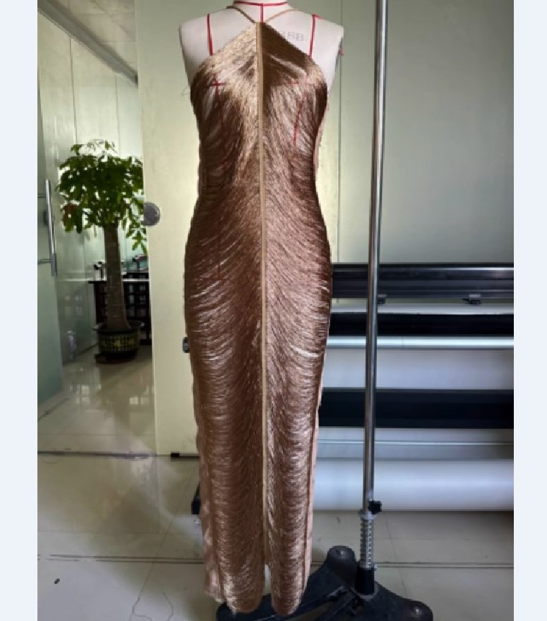 Casual Dresses Chic Tassel Patchwork Slit Halter Evening Dress Women Sexy Off Shoulder Sleeveless Long Female Fashion Party Vestidos
