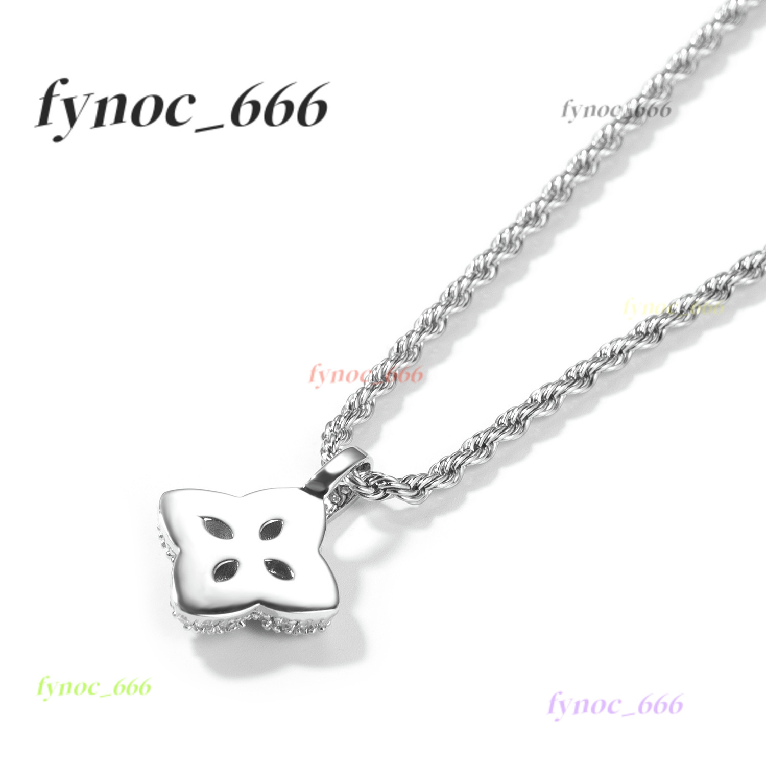 Iced Out Luminous Colored moissanite Clover Pendant Blue Marquise Motif Infinity Pendant