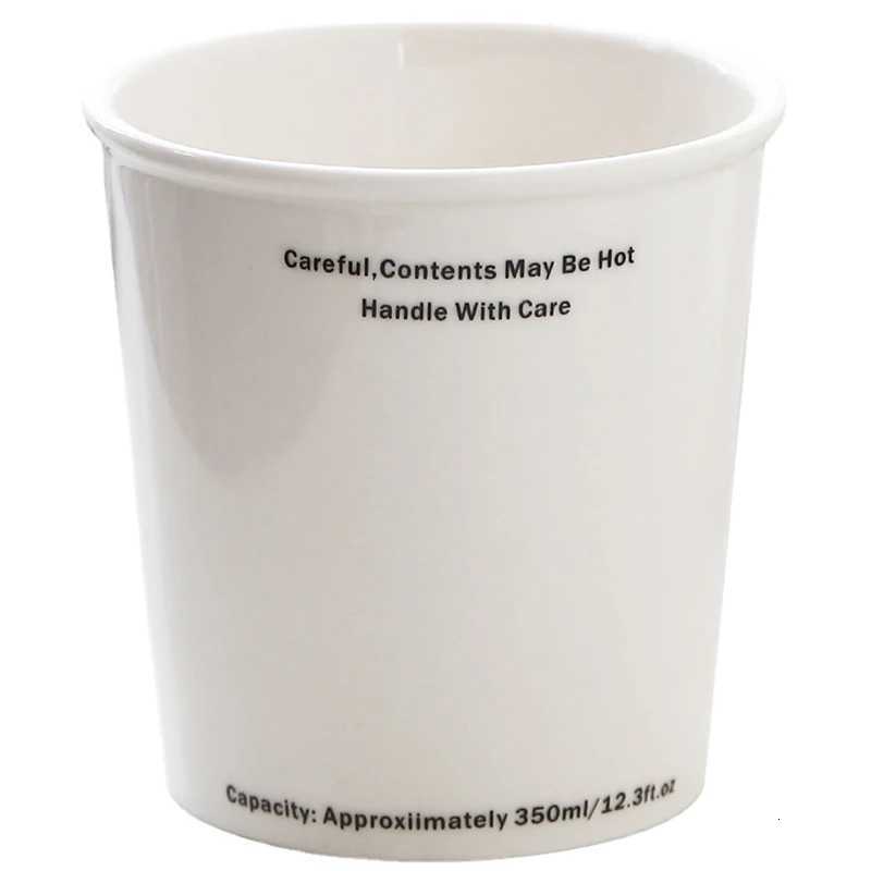 Zhubai HomeCoffee Cup Afternoon Tea Ceramic Mug Hanging Ear Imitation Paper Simple Letter Couple Water Coaster Set Y251125