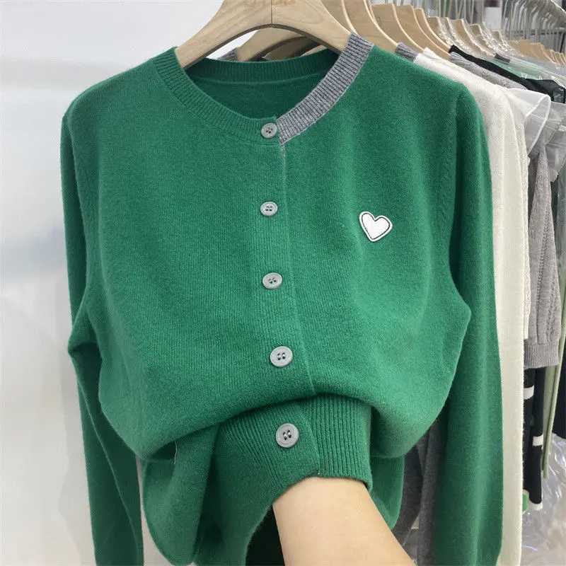 Spring Autumn New in Gentle Temperament Knitted Cardigan Womens Long Sleeved Fashionable Casual Loose Sweater Jacket TopT251125