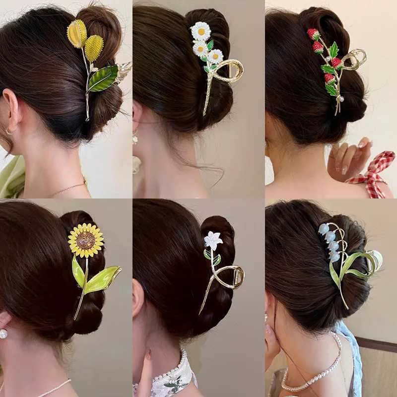 New Sweet Flower Durian Hair Clip Ponytail Hair Clip Shark Clip Girl Hair ClipT250425