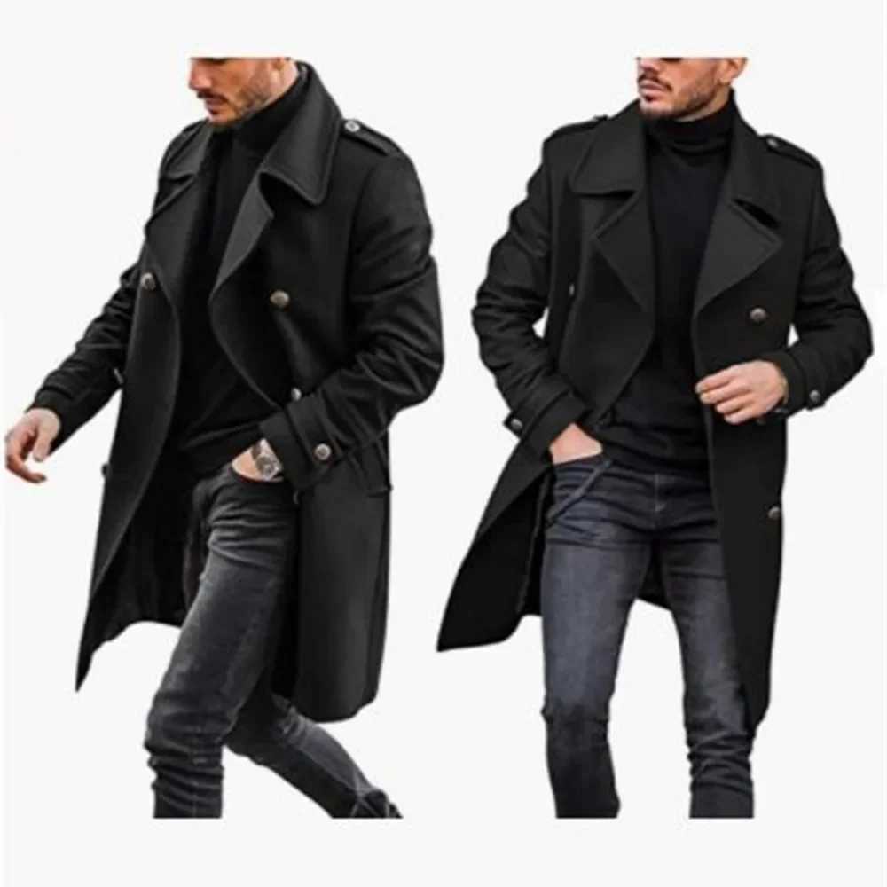 Trench Coat Men Classic Double Breasted Long Coat Mens Clothing Long Jackets Coats British Style Overcoat S-4XL SizeT251125