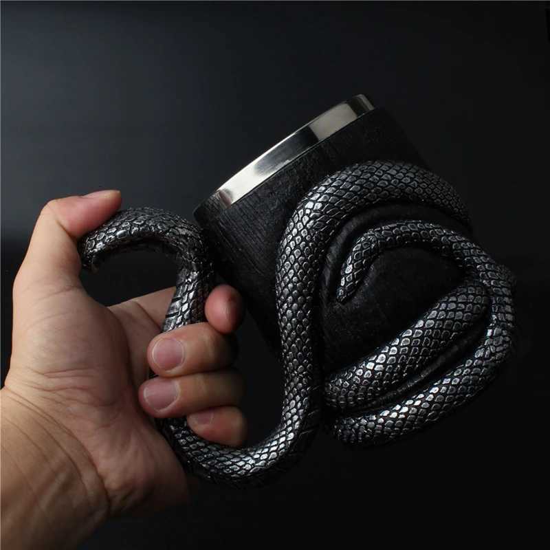 304 Stainless Steel Liner Resin Cobra Mug 3D Snake Beer Coffee Milk Drink Water Tea Mugs Cool Animal Geeks Boyfriend Gothic Gift Y251125