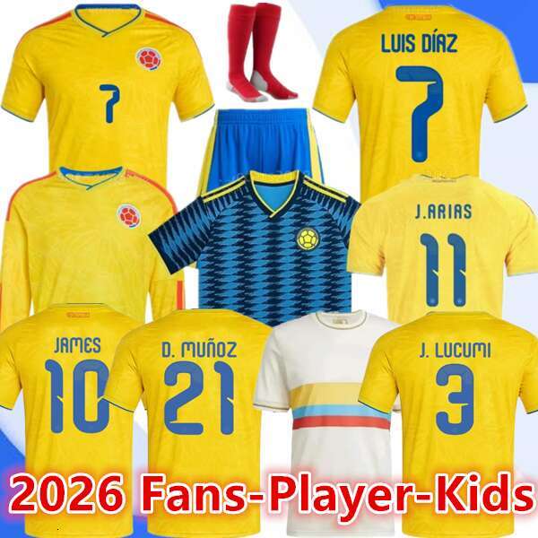 3XL 4XL 25 26 ColOMbiA JAMES soccer jerseys 2025 1998 Retro Centenary Camisetas 2026 CoLUmBIa National Team Home Away Football jersey Shirt Kit Luis Diaz Cordoba