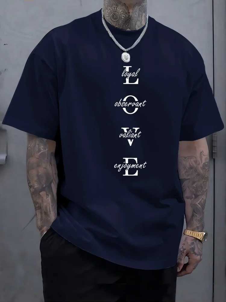 New Summer Daily Casual Mens T-shirt City Street Mens Fashion Short Sleeve Top 3D Love Letter Printing Mens T-shirt W250425