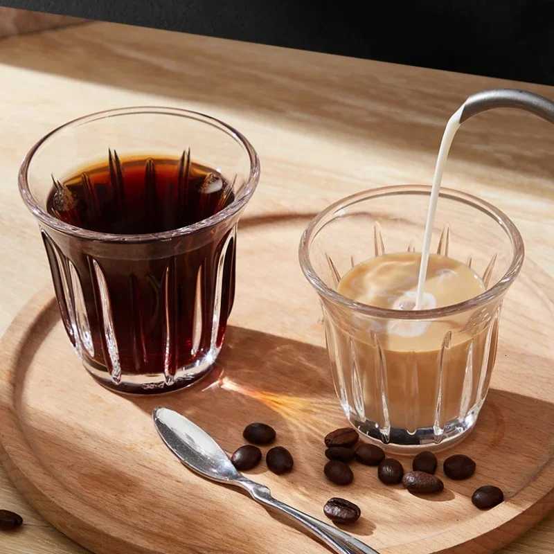 2Pcs Glass Coffee Cup Espresso Mug Creative Striped Anti-scald Mocha Juice Cocktails Coffee Mugs for Latte Cappuccino Tea Cafe Y251125