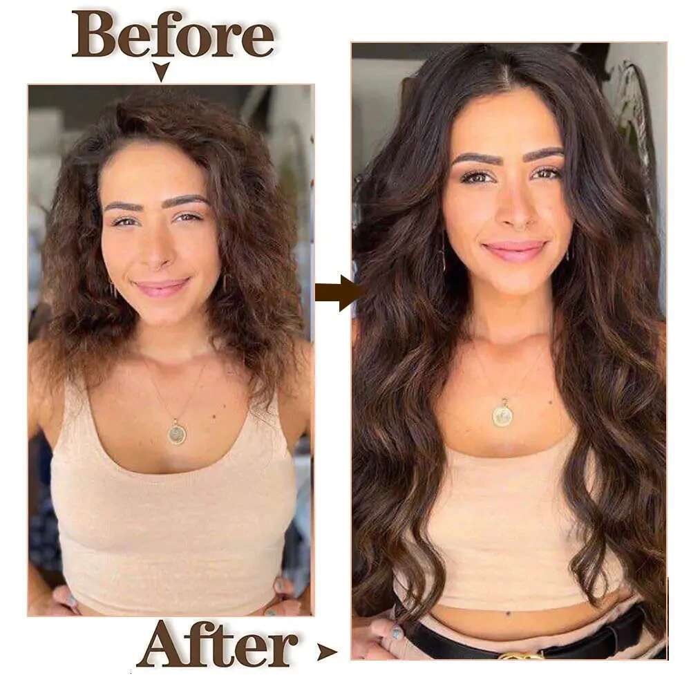 Real Human Color #4 Chocolate Brown Clip In Extensions 8Pcs Hair Natural Black Color 24 Inches