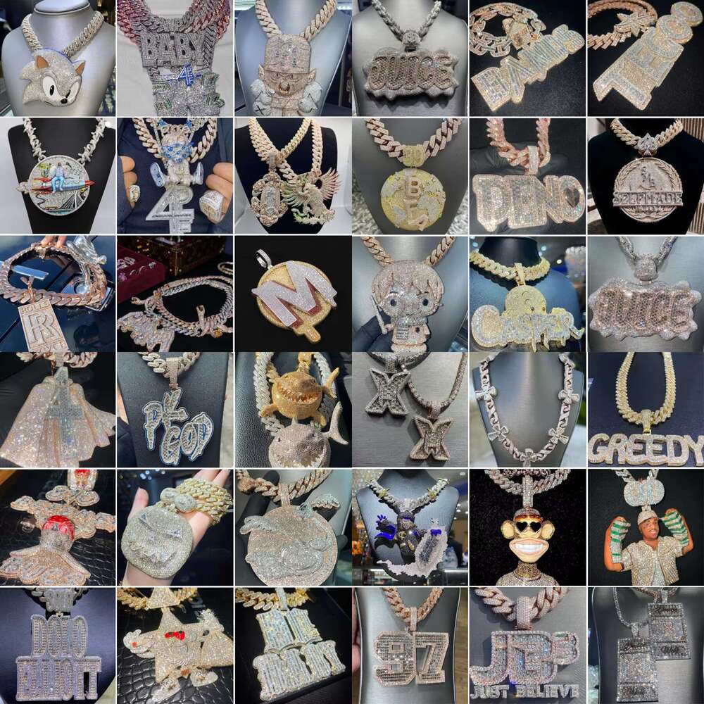 Pass Test Chain Iced Vvs Moissanite Sier Gold Hip Hop Alphabet Boutique Jewelry Necklace Name Pendant Male