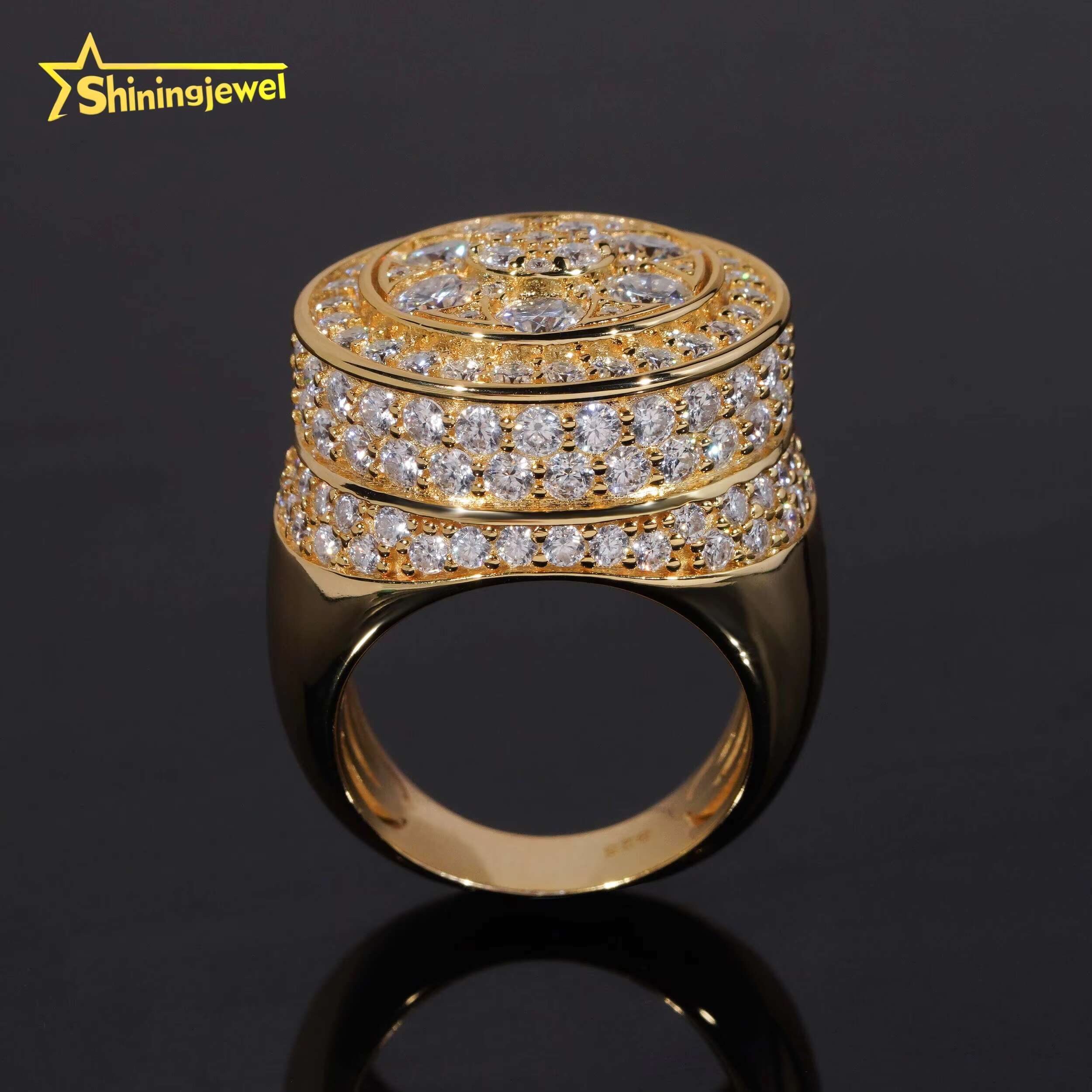 Fine Jewelry 925 Sterling Silver Gold Plated Hip Hop Jewelry New Style VVS Diamond Moissanite Iced Out Hip Hop Ring