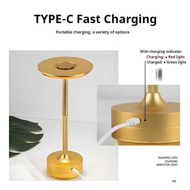 Wireless Simple Charging LED Desk Lamp Restaurant Bar Table Lamp Dimming Atmosphere Retro Portable Charging Touch USB Read LampM251125