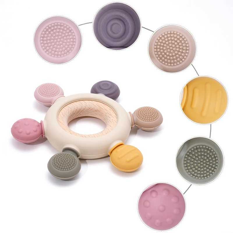 New Color Silicone Teething Infant Chewing Newborn Accessories Baby Healthy Molar Teether Toy BPA Free Wooden Ring Nursing Gift G251125