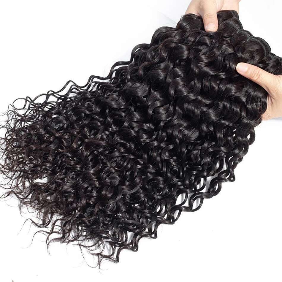 100 Human Hair Extensions Deals 30 40 Inch Brazilian Natural Black Water Deep Wave 100% Raw Kinky Curly Weave Bundles For Woman