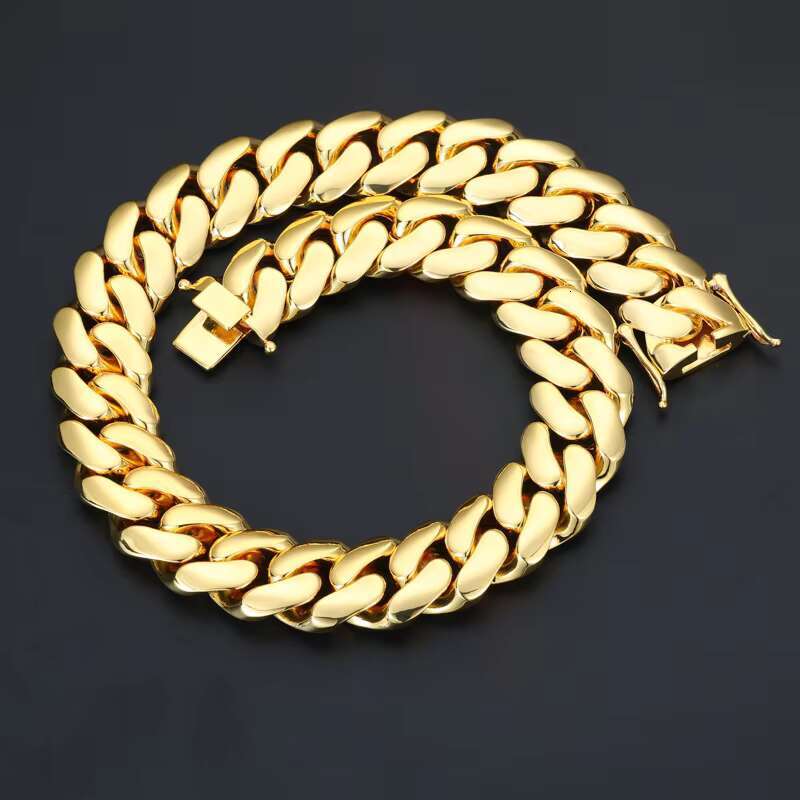 Exquisite Mens Copper Cuban Link Chain Necklace Crafted with 14K Gold Plated for a Distinctive and Elegant Fashion Statement