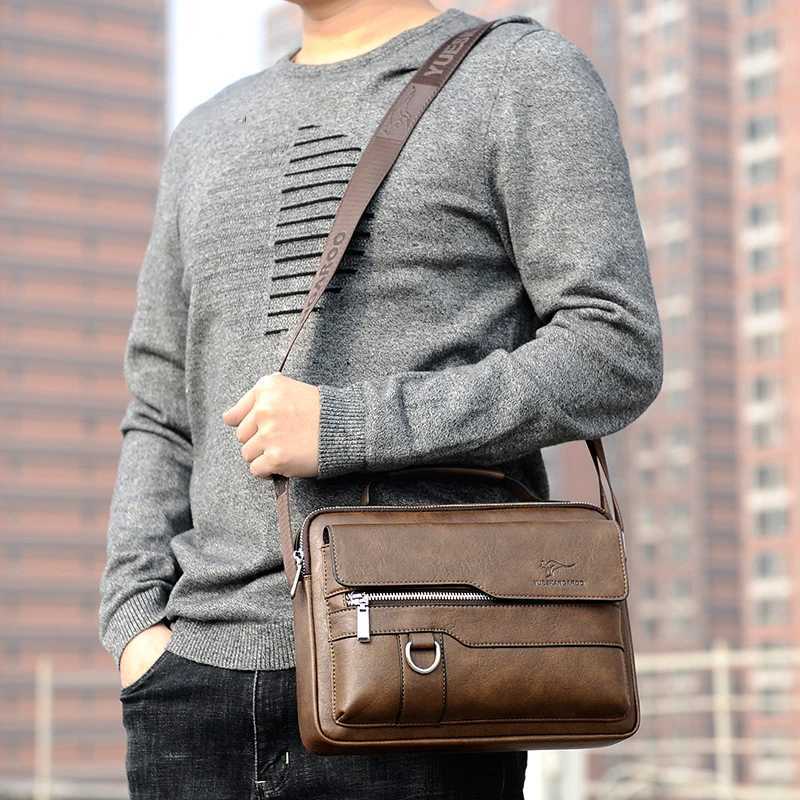 MenS Messenger Shoulder Briefcase Business Square Tote PU Leather Cross Handbag Crossbody Square Side Phone Pouch Hand Bag MaleT251125