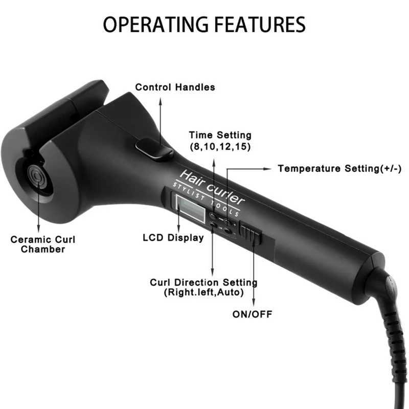 Automatic Curler LCD Screen Magic Curler Iron Portable Travel Ceramic Heat Heating Anti Burn Curling Styling Tool M250425