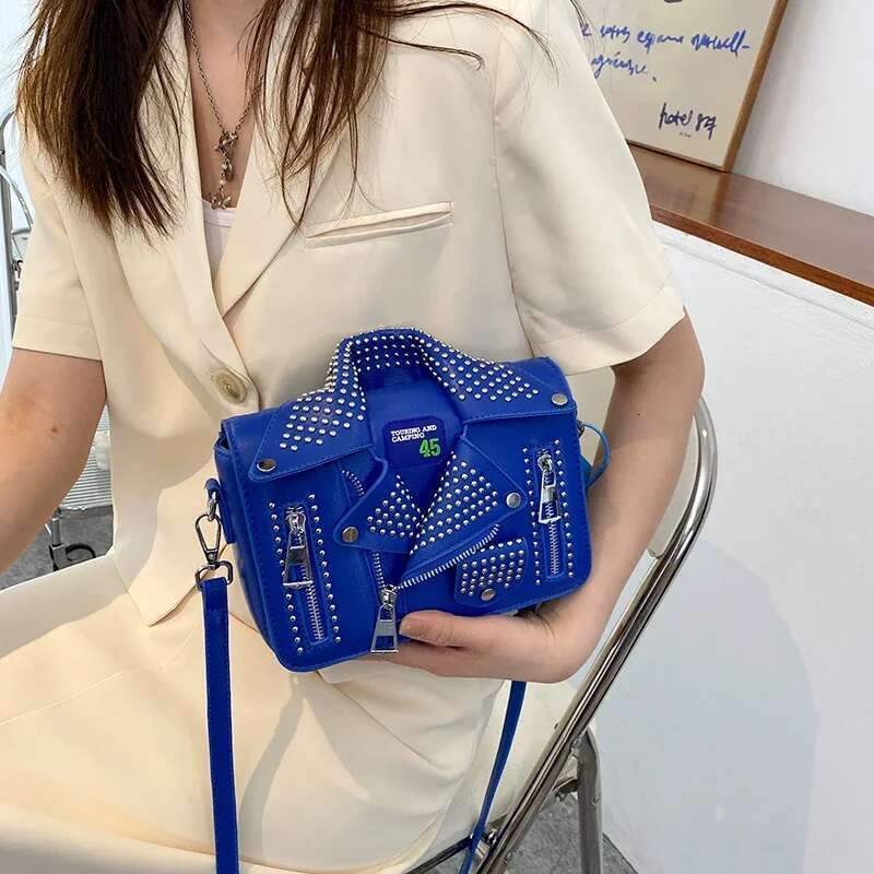 Fashion Jacket Shoulder Bags for Women Hip Hop Studded Crossbody New Purses and Handbags Square Bag Designer Satchel