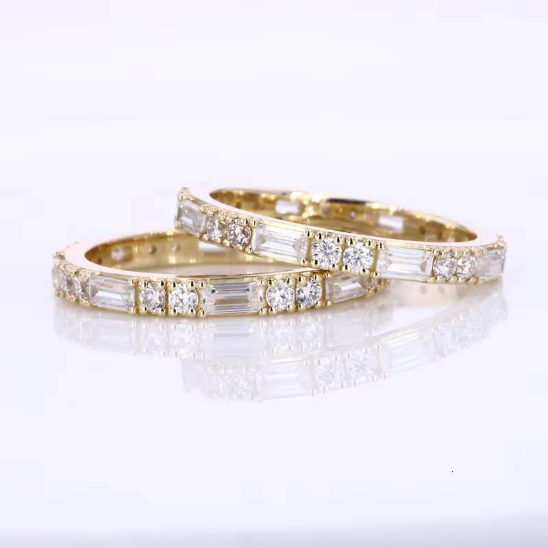 Starsgem Yellow Gold Jewelry baguette Step Cut DEF VVS Moissanite 14k Solid Gold Ring