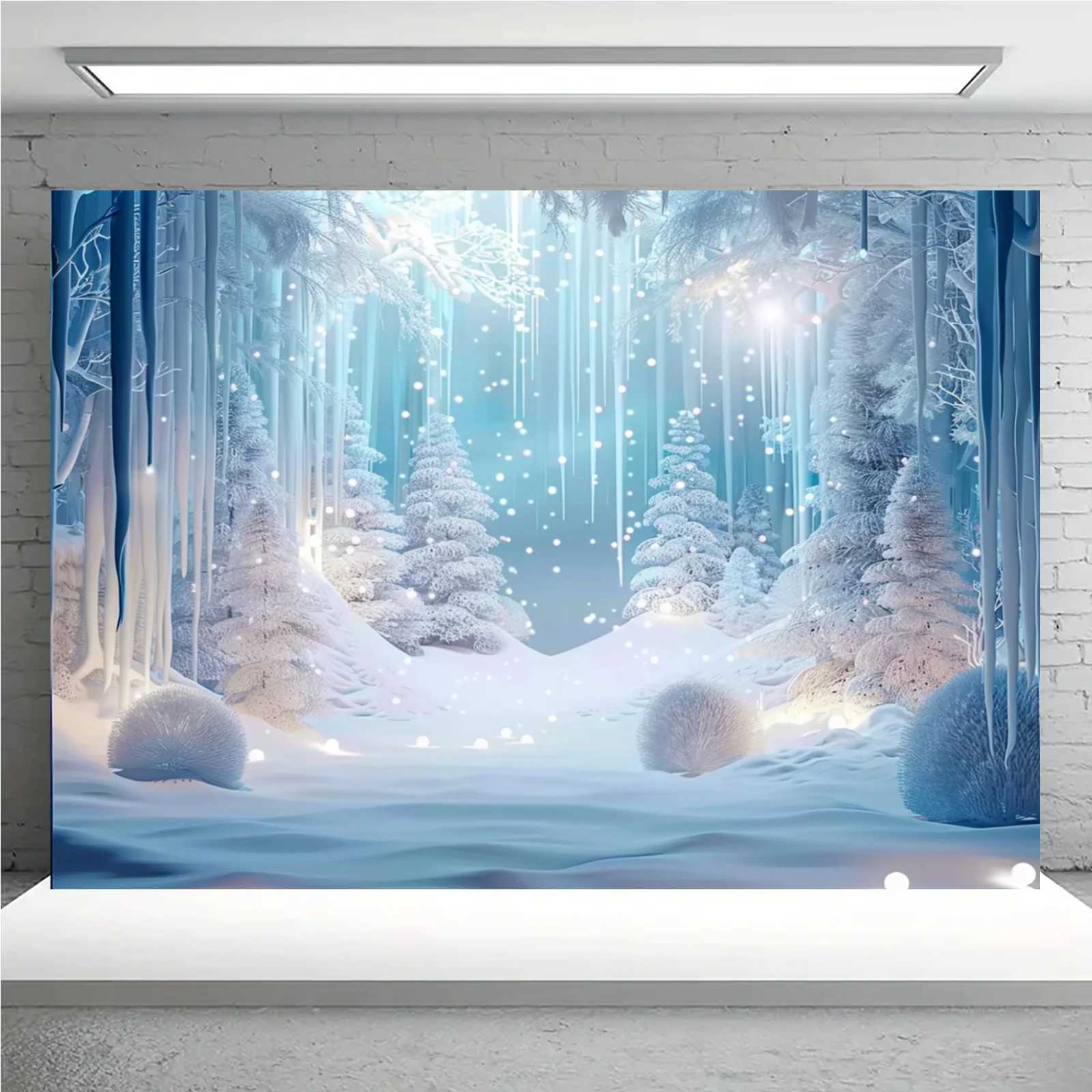 VIKAMA Dreamy Snow Forest Tapestry Living Room Feature Wall Hanging Christmas Winter Atmosphere Room DecorM251125