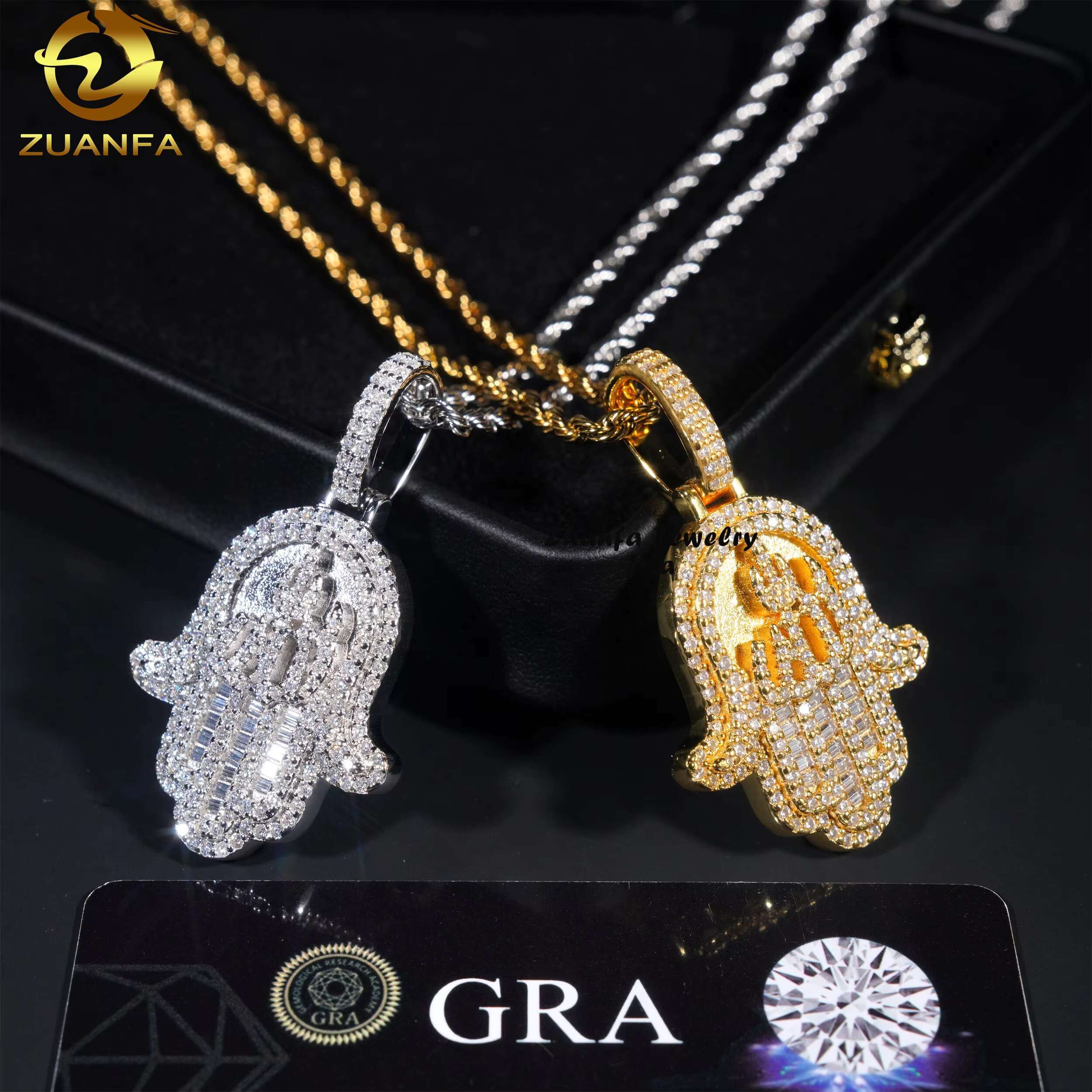 Fashion Jewelry Pass Diamond Tester Hip Hop 925 Sterling Silver Moissanite Hamsa Pendant