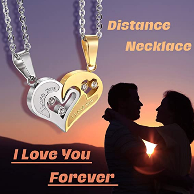 Elegant Couples Jewelry: Heart Shaped Diamonds Embedded Pendants