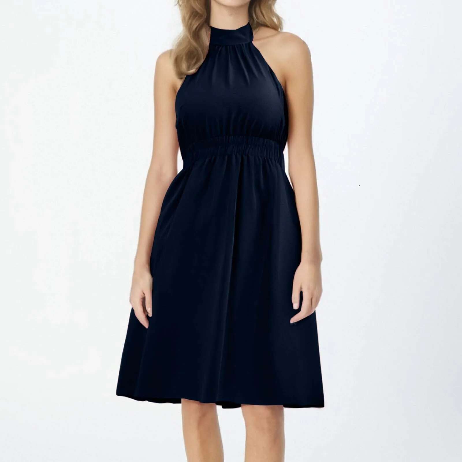 Dongdumaoyi Elegant Halter Neck Off Shoulder Dress Hollow Waist Sweet Y K Soft Vacation Style Fashion Holiday Vestidos