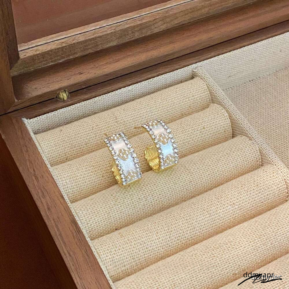 C-Shaped Pearl Earrings - Gold Plated Geometric Hoops With Zirconia Accents | Korean Fashion Minimalist ddmydec Ear Jewelry For Women ddmydec