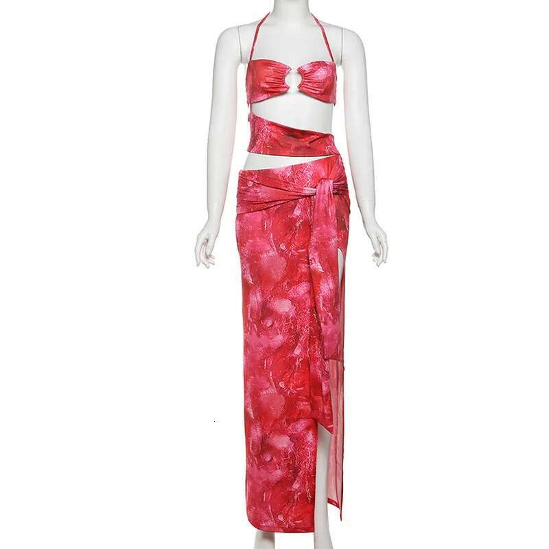 Dongdumaoyi Townlike Print Maxi Long Slim Bodycon Dress Women Halter Spring Summer Hollow Out Nightclub Sexy Party Dresses