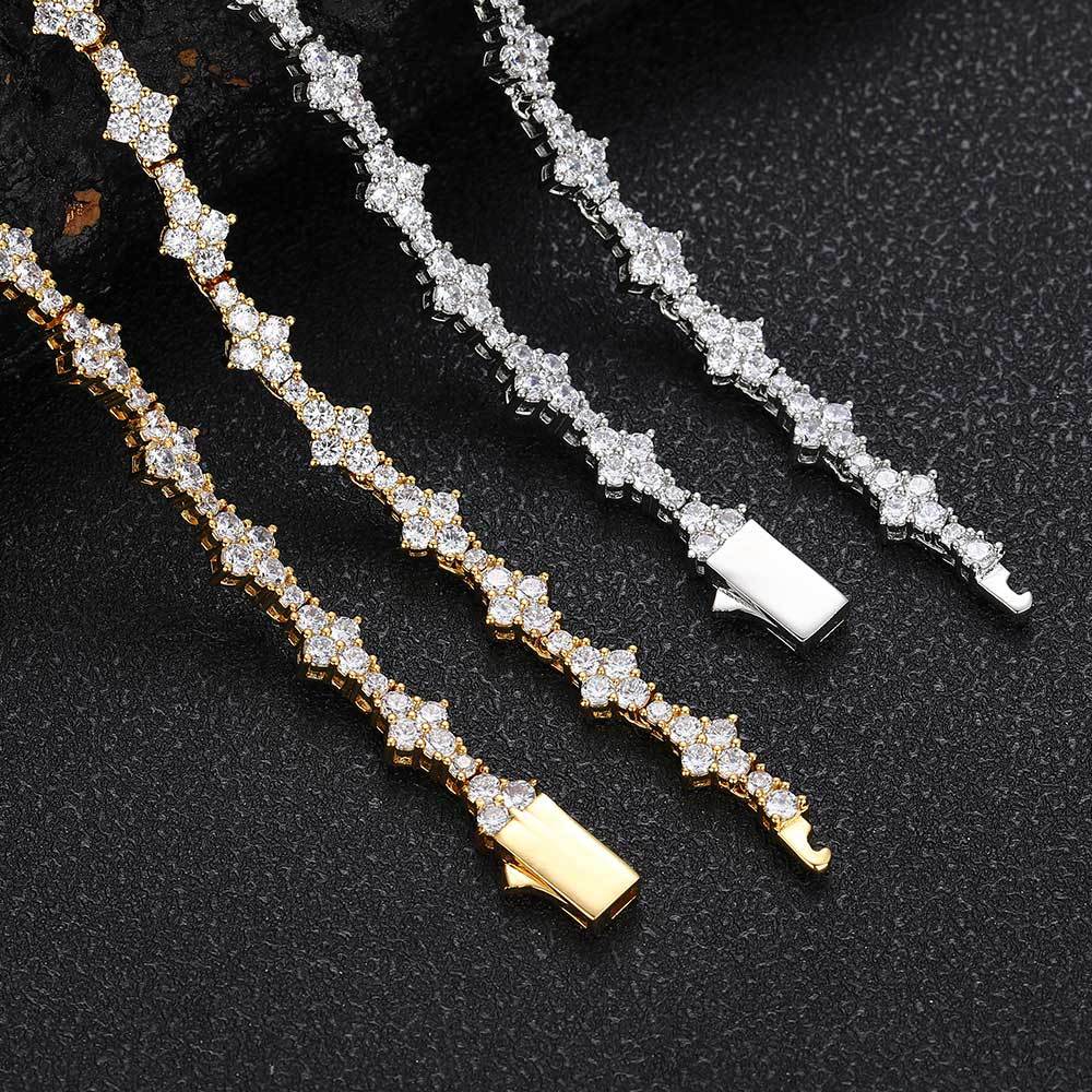 Spring buckle 16in-24in, width 5mm6mm, explosive zircon tennis necklace jewelry, hip-hop hot-selling jewelry for men and women.