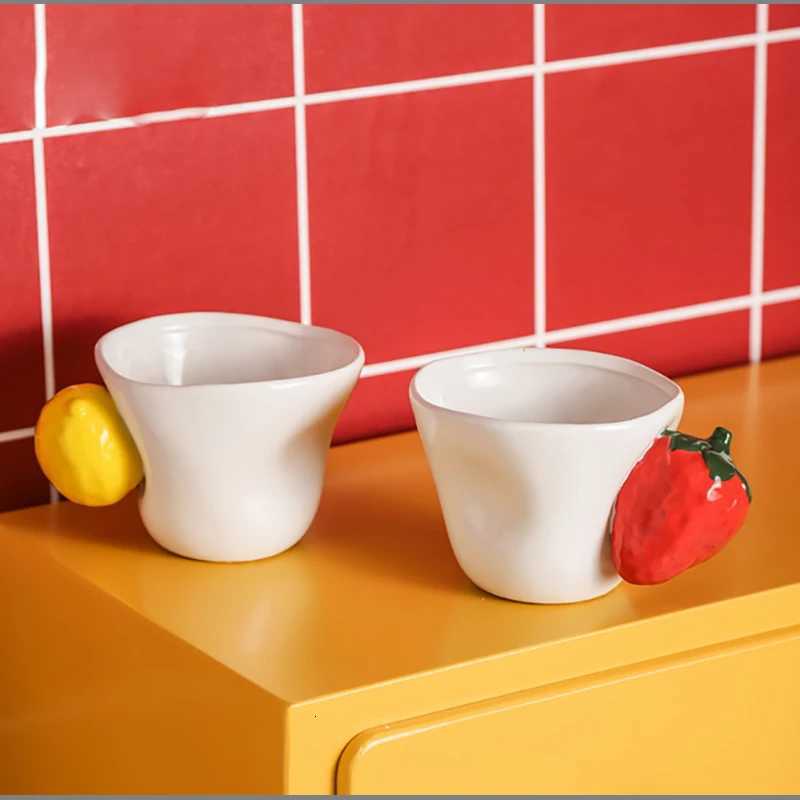 European Ceramic Coffee Mug Strawberry Lemonade Cup Exquisite Afternoon Camellia Flower Tea Cup Home Breakfast Mug Girl Gifts Y251125