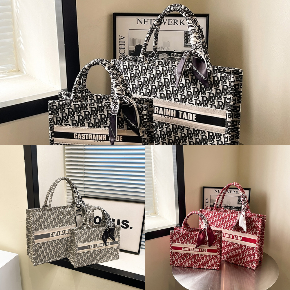 2025 Designer Bag Fashion Casual Tote Bags Luxury Womens Handbag New High end D Home Silk Scarf Color Contrasting Shopping bag Booktote Tote Handheld Womens bags