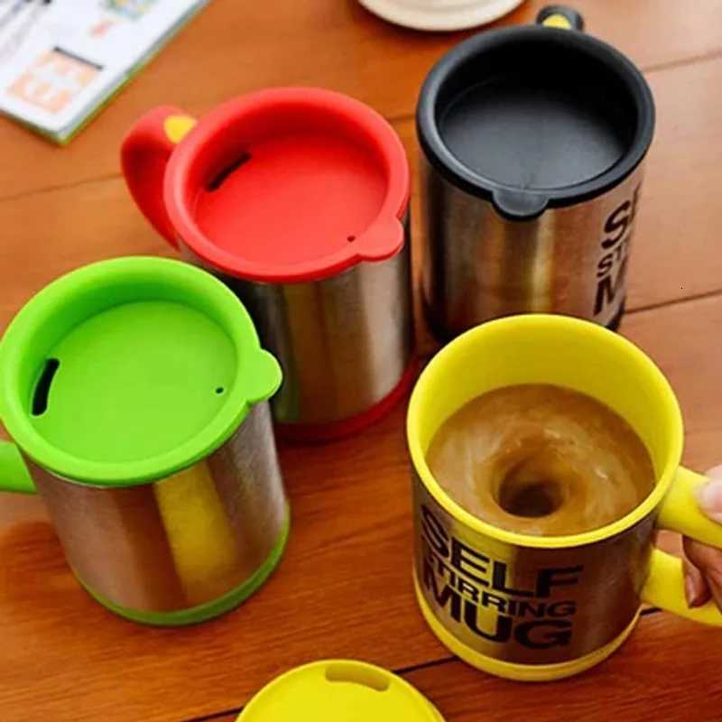 5 Colors Lazy Tazas Self Stirring Mug Coffee Cup Smart Stainless Steel Mugs Copos Inox Tea Cup Y251125