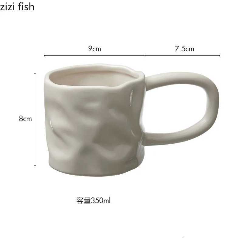 Creative Irregular Ceramic Mug Office Large Handle Coffee Mug Milk Cup Breakfast Cup Household Couple Water Cups Milk Tea Cup Y251125
