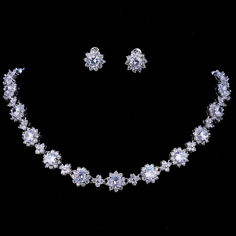 Emmaya Cubic Zircon Crystal Bridal Jewelry Sets Necklace Earrings Sets for Women Wedding Party Jewelry 250417