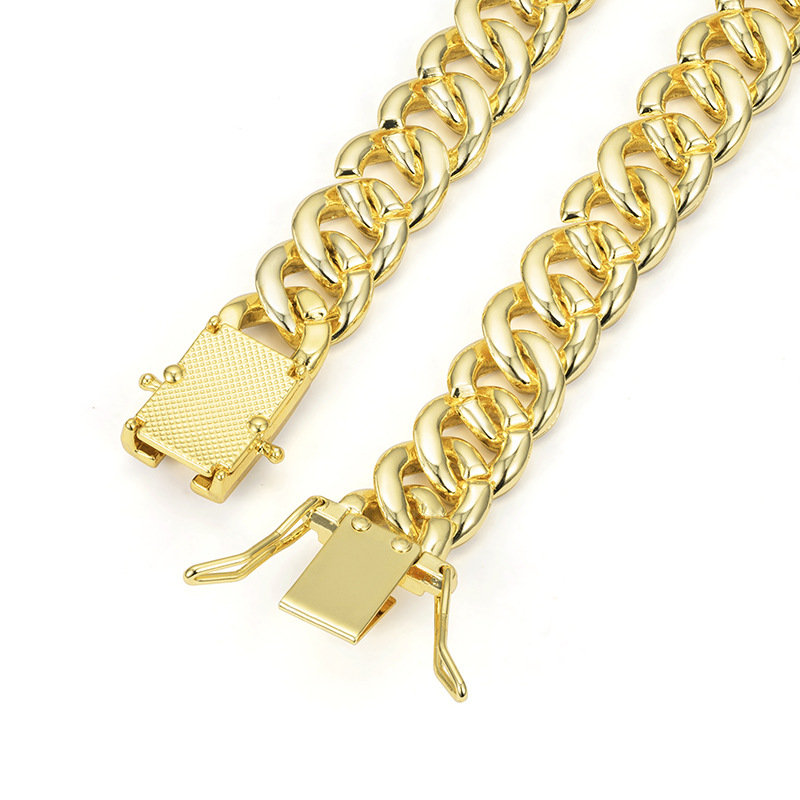 Elegant Alloy Cuban Chain Necklace with Glittering Diamonds - Versatile Neckwear Ideal for Both Genders