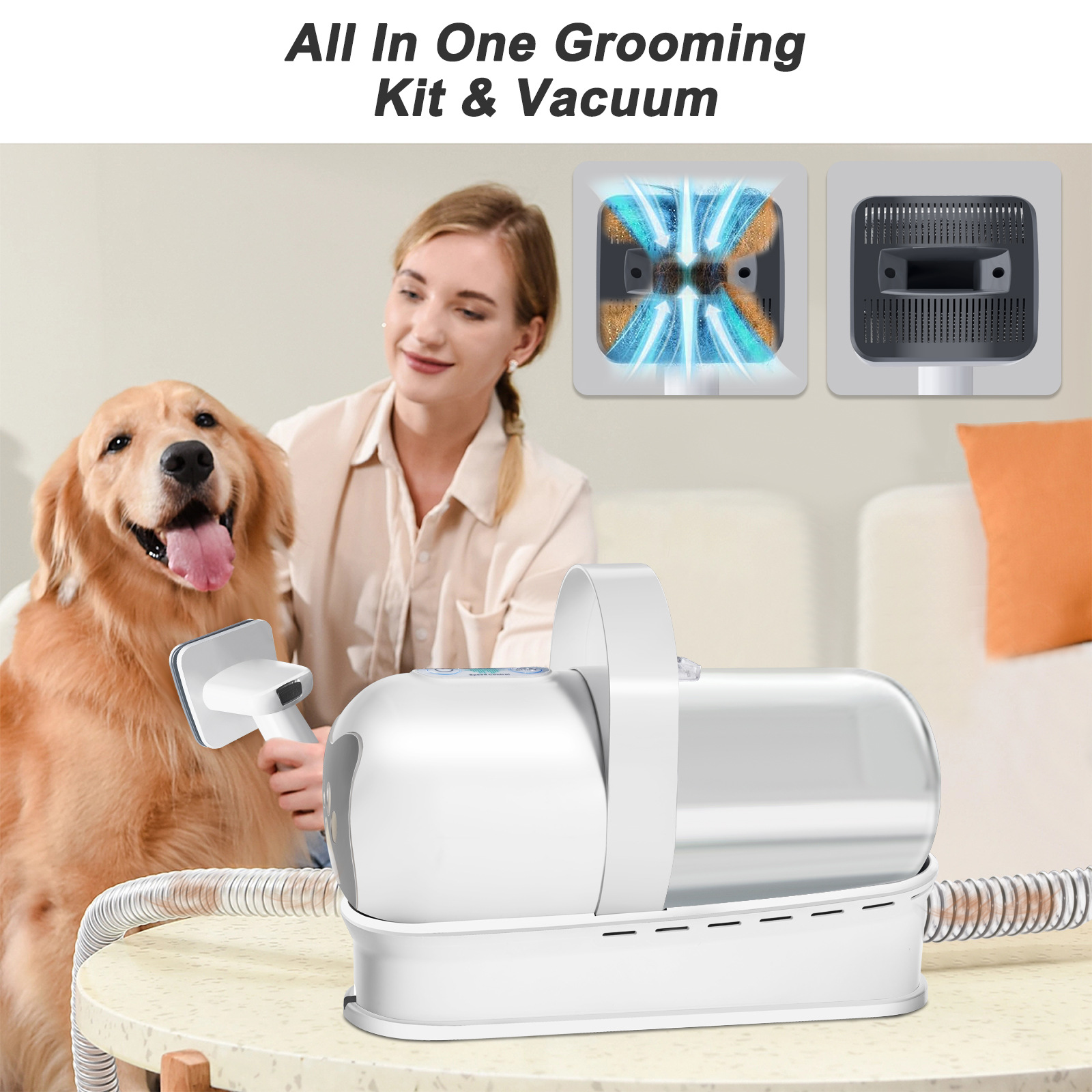 7 in 1 Multi-function Pet Grooming Set for Dogs and Cats, Vacuum Shaver and Grooming Scissors