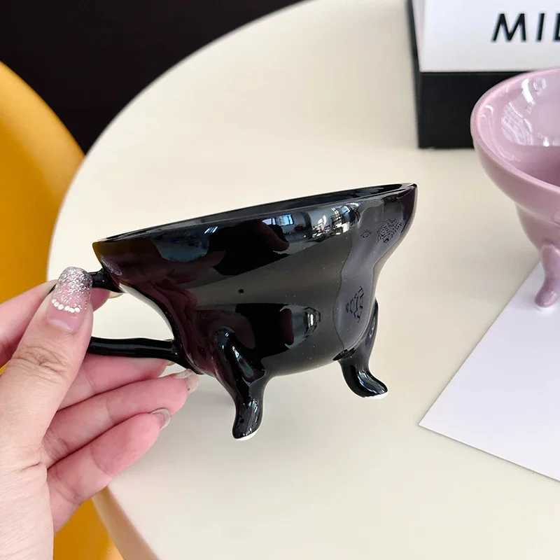 Ceramic Solid Color Tripodia Exquisite Coffee Cuphigh Appearance Level Cup Household Flower Tea Mug Milk Afternoon Tea Cup Y251125