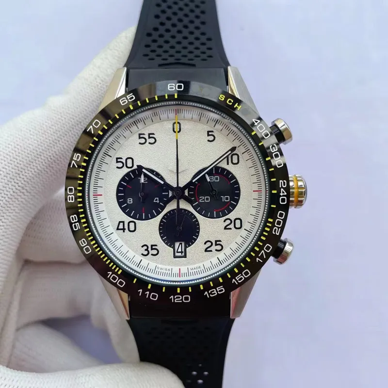 F1 Men's Watches Green Dial Men WristWatch Leather Quartz VK Fitness Watch Sports Male Clock Chronograph Japan movement