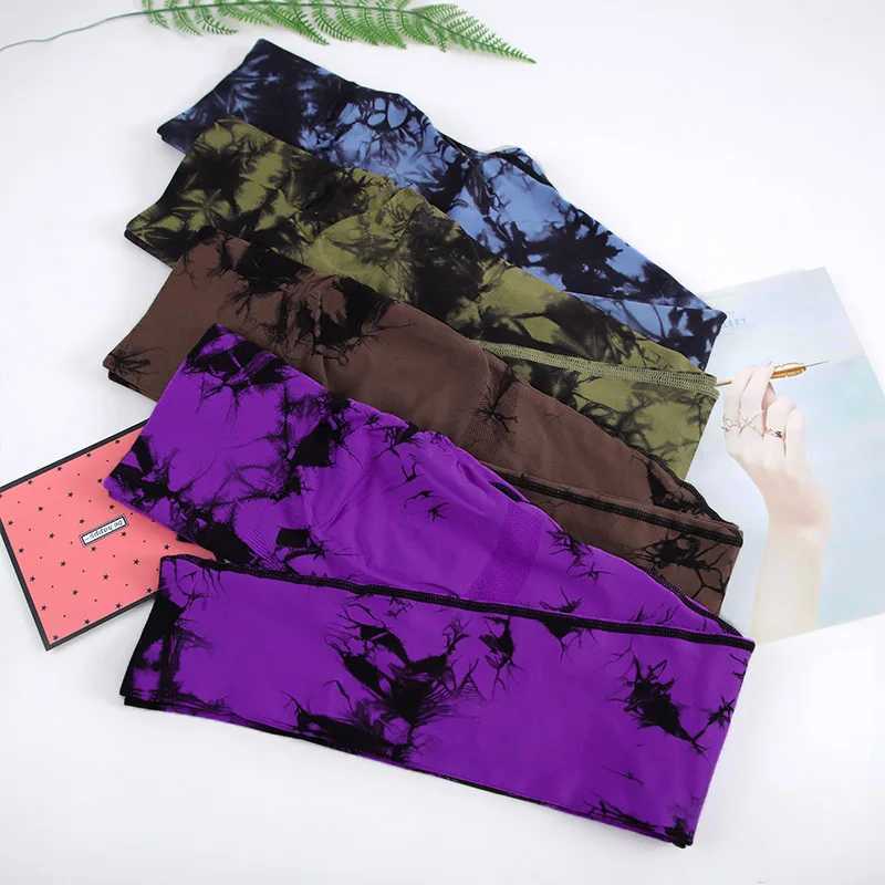 CHREISURE Tie Dye Yoga Pants Womens Seamless Sports Tight Waist Hip Lifting Training Tight Elastic Gym Activity ClothingC250425