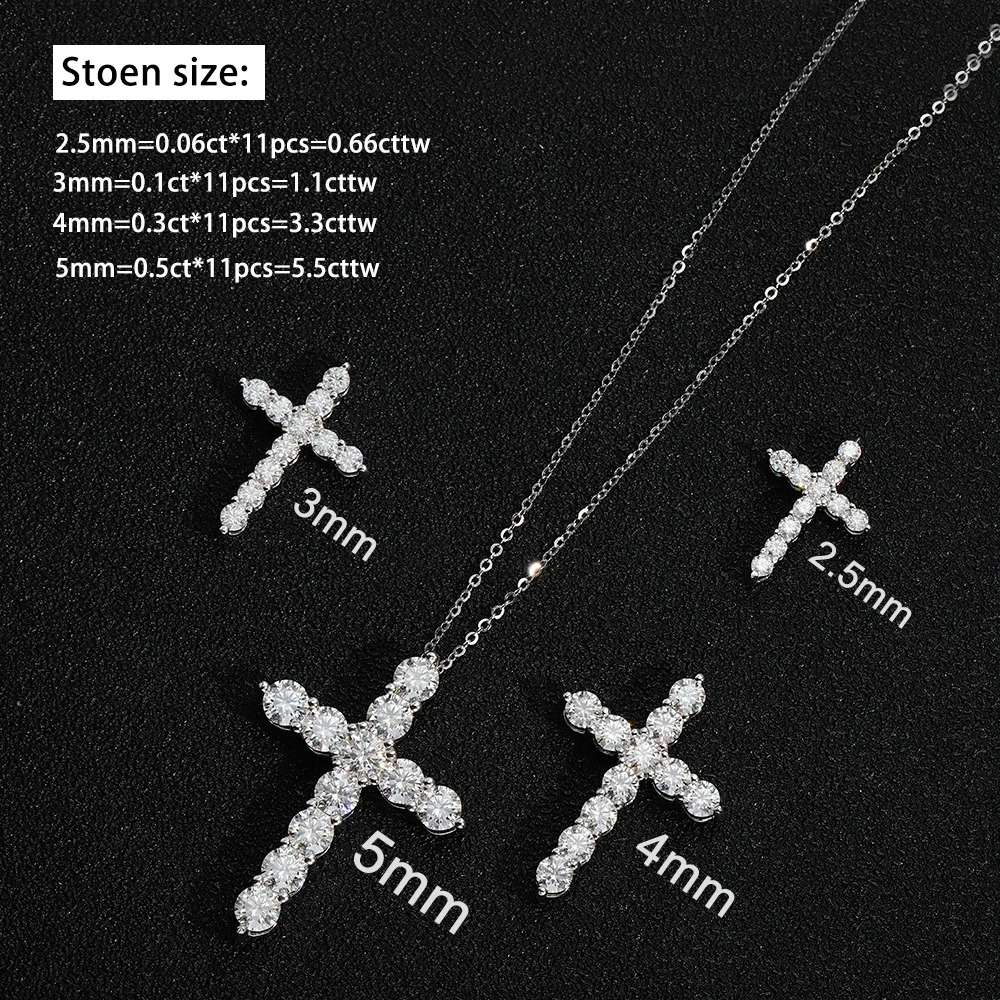 3mm 4mm 5mm Cross Necklace GRA Certified S925 Silver Jesus Pendant Necklace Female Engagement Bride Exquisite Jewelry 250408CJ