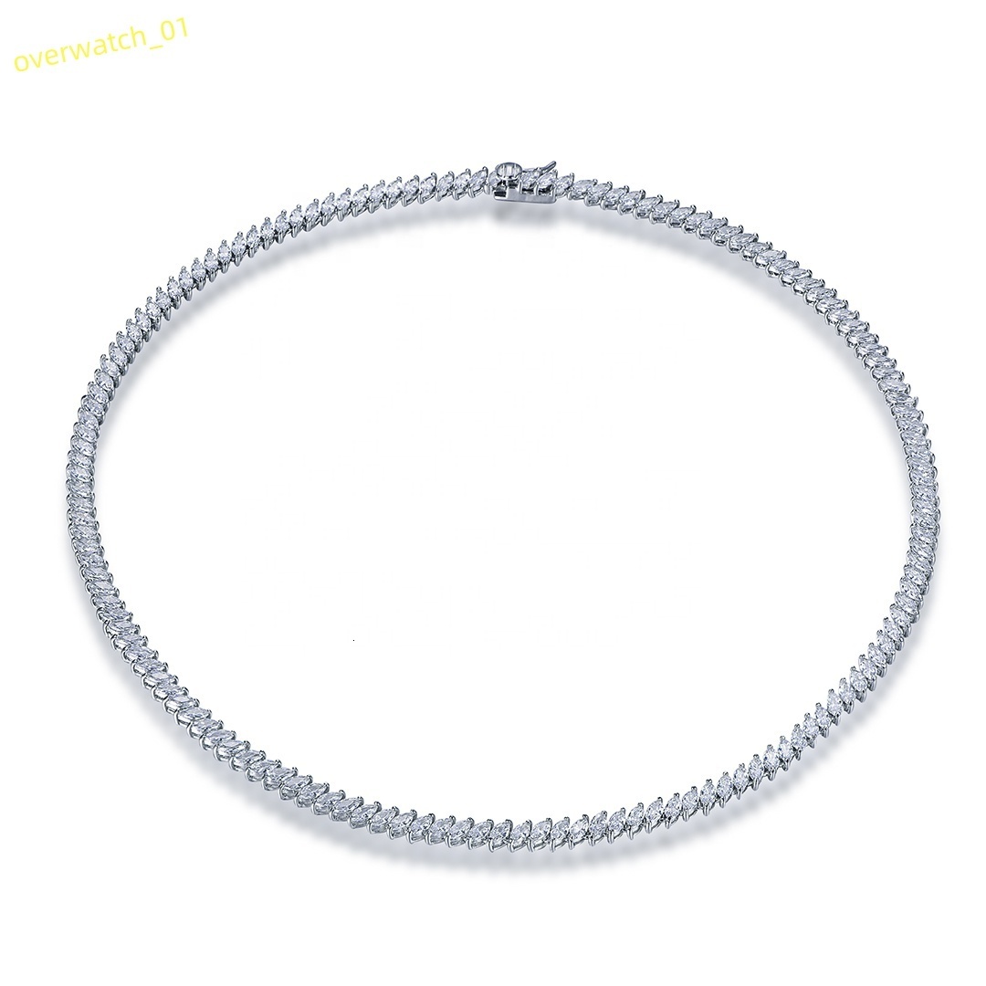 925 Sterling Silver Tennis Necklace Mens 5A CZ Diamond Necklace Iced Out Tennis Chain Necklace