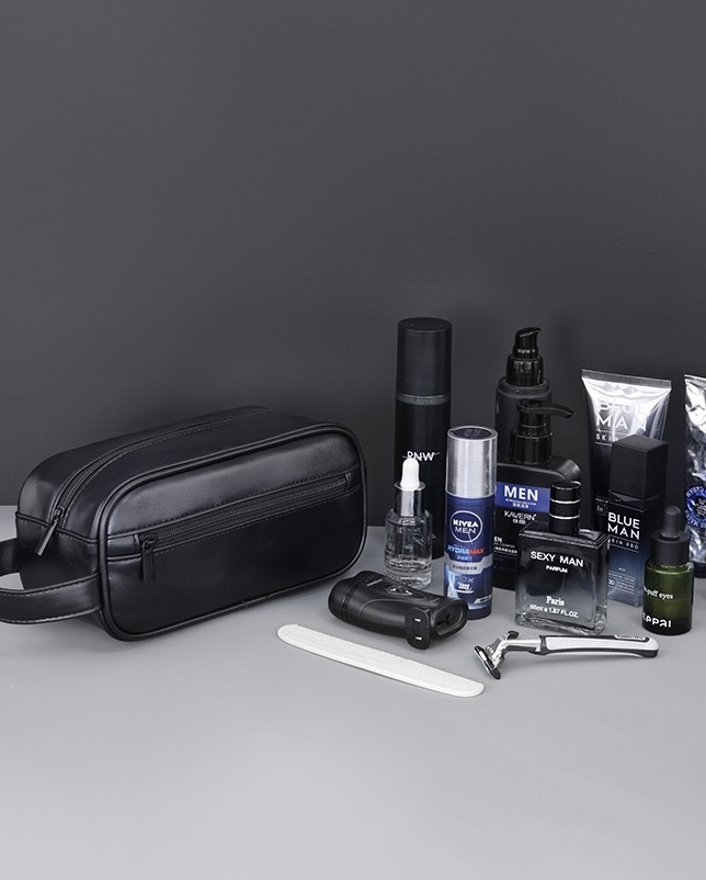 Foldable Men's Washroom Organiser Clutch Bag | Ideal for Business Trips & Outdoor Adventures, Compact Toiletry Storage with Hanging Hook
