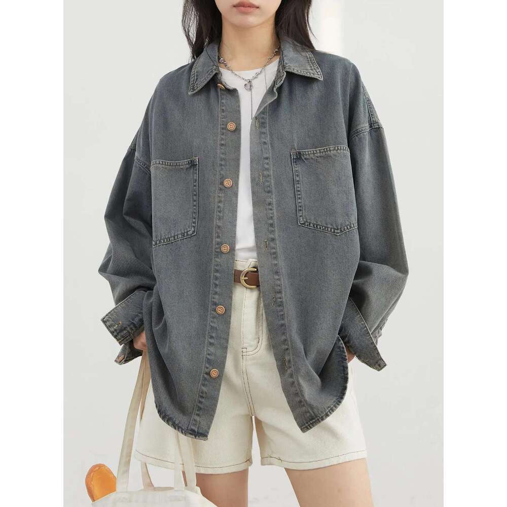 CHIC VEN Women Single Breasted Loose Casual New Retro BF Style Female Denim Shirt Woman Jacket Blouses Spring Autumn 2025