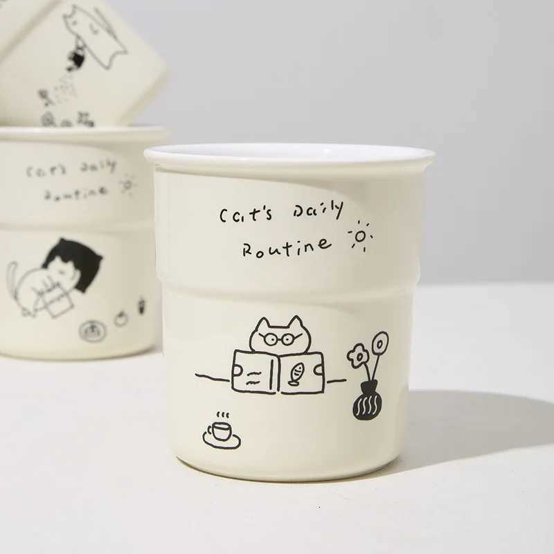 Cartoon Cute Kitten Water Cups Simplicity Household High Appearance Level Ceramic Mugs Hand-held Cups Breakfast Milk Coffee Cups Y251125