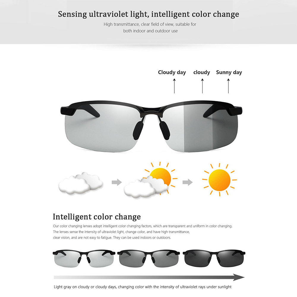 polarized photochromic driving z87 sunglasses for men women day and night safety glasses photochromic black frame black lenses