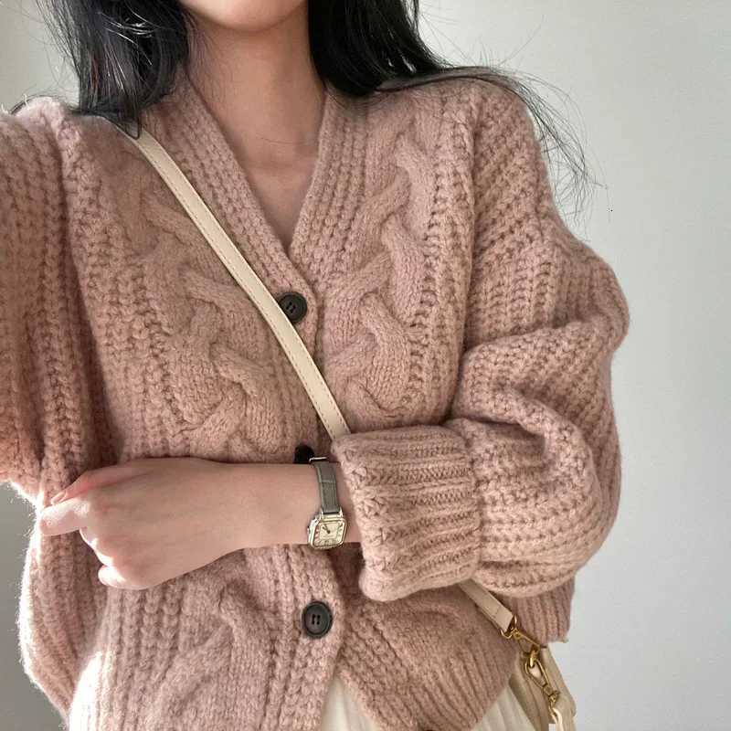 Women Cardigan Sweaters Autumn Winter Fashion Female Long Sleeve V-neck Loose Knitted Shirt Jackets Casual Sweater CoatsT251125