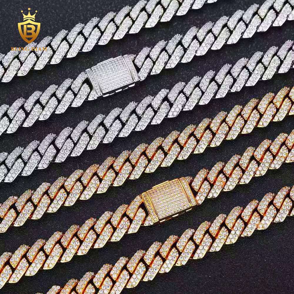 Wholesale Fashion 14mm Lightning Hiphop Chain 5A+ Moissanite Cross Cuban Link Chains for Men and Women