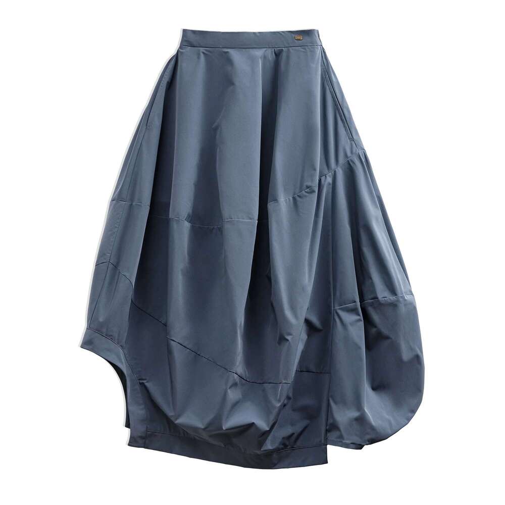 Maden Women's Clothing Solid Color Bud Skirt Deconstructed Design Irregular Elastic Waist At Back Splicing Lantern Skirts